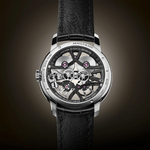 Arnold & Son Chronometry Nebula 40 Steel Black Dial Leather Strap - 1NEGS.B03A.C169S