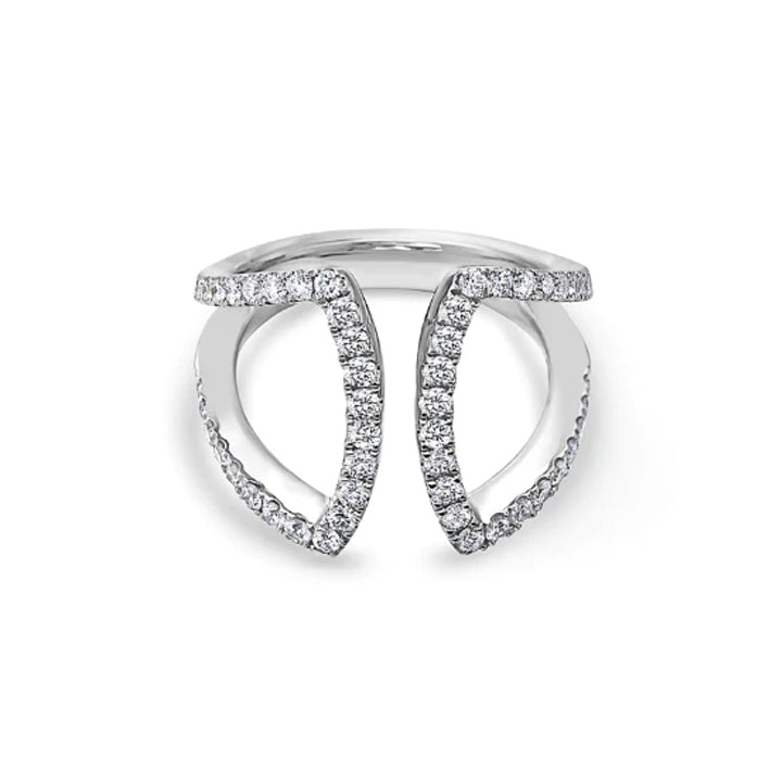 Charles Krypell 18K White Gold Diamond U Ring- 3-9360-WD