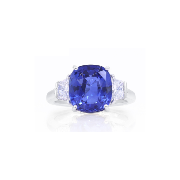 Oscar Heyman Platinum Ceylon Sapphire Diamond Ring- 303648