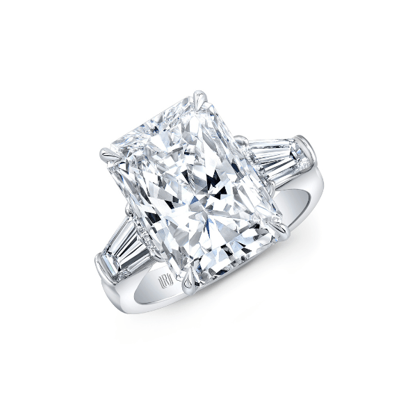 Rahaminov Platinum 7.01ctw Radiant Diamond Three-Stone Complete Engagement Ring - FL-4024