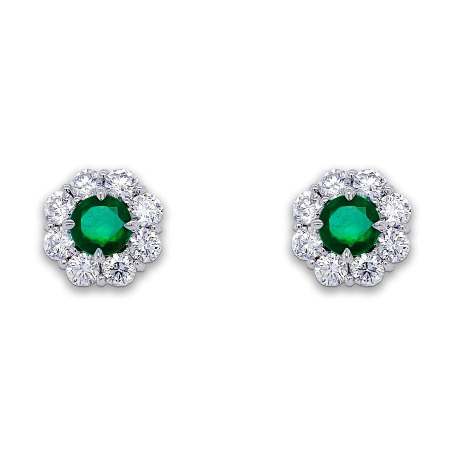 Bayco Platinum 1.34ctw Sandawana Emerald & Diamond Earrings - AMG3114O