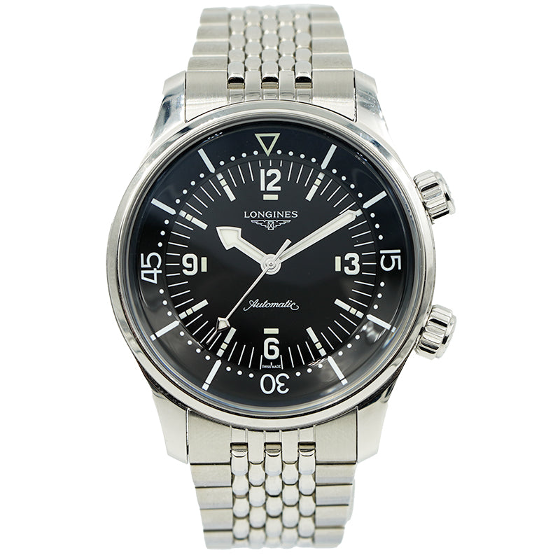 SOLD - 2/12/24 - Longines Legend Diver Stainless Steel Black Dial 39mm B&P L37644506