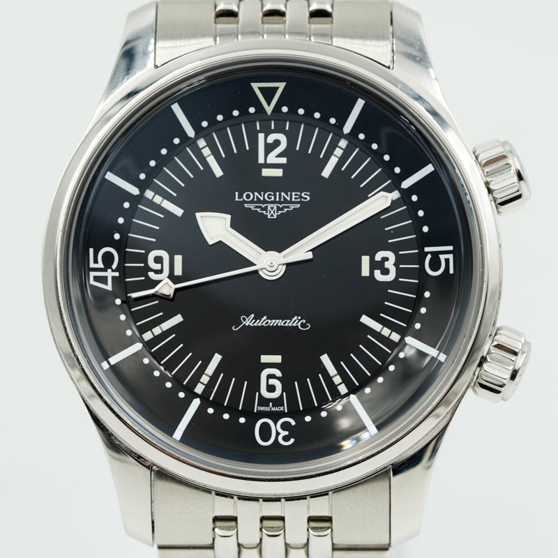 SOLD - 2/12/24 - Longines Legend Diver Stainless Steel Black Dial 39mm B&P L37644506