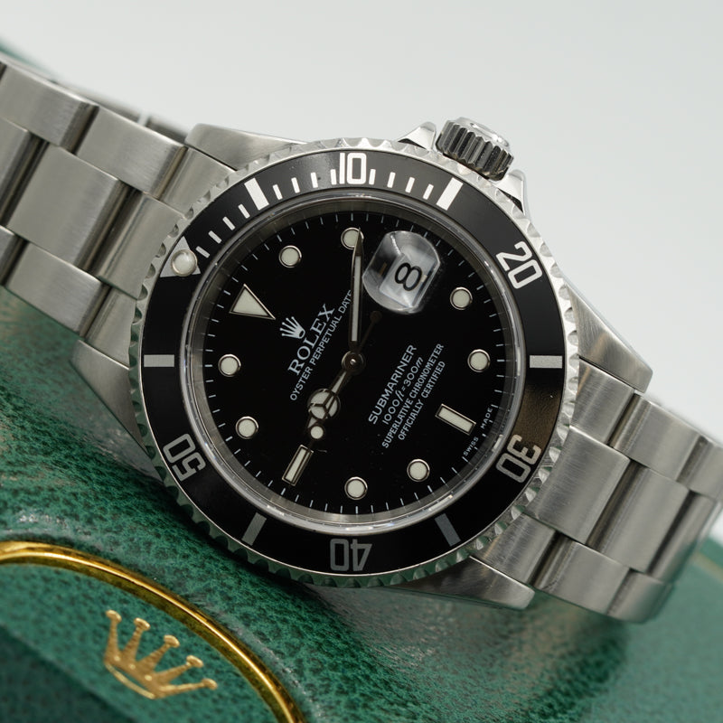 SOLD - 02/02/24 - Rolex Submariner 16610 Stainless Steel Black Dial B&P 2002
