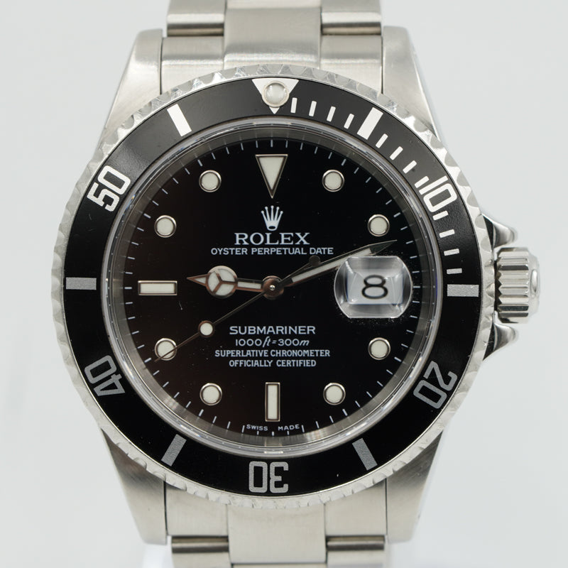SOLD - 02/02/24 - Rolex Submariner 16610 Stainless Steel Black Dial B&P 2002