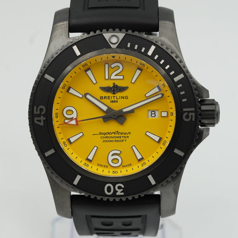 SOLD - 3/4/24 - Breitling Superocean 46mm Black Steel Yellow Dial M17368D71I1S1 B&P 2022