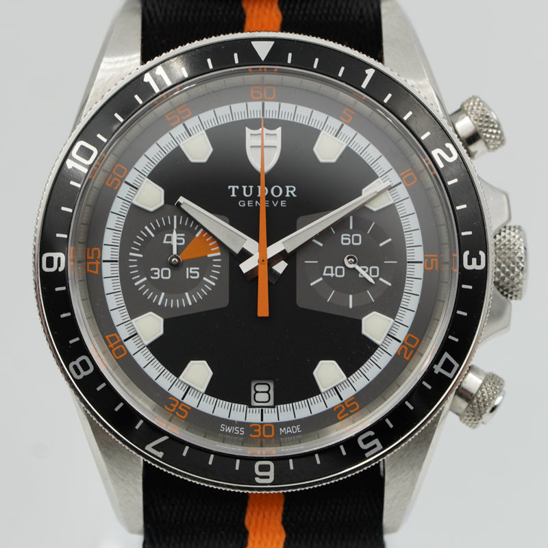 SOLD - 2/28/24 - Tudor Heritage Chronograph 70330N GMT 42m Strap & Bracelet 2019