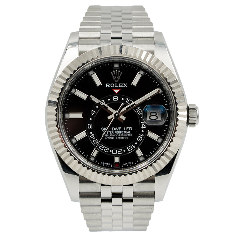 SOLD - 1/25/24 - Rolex Sky-Dweller 326934 Stainless Steel Jubilee & Fluted Bezel B&P 2023