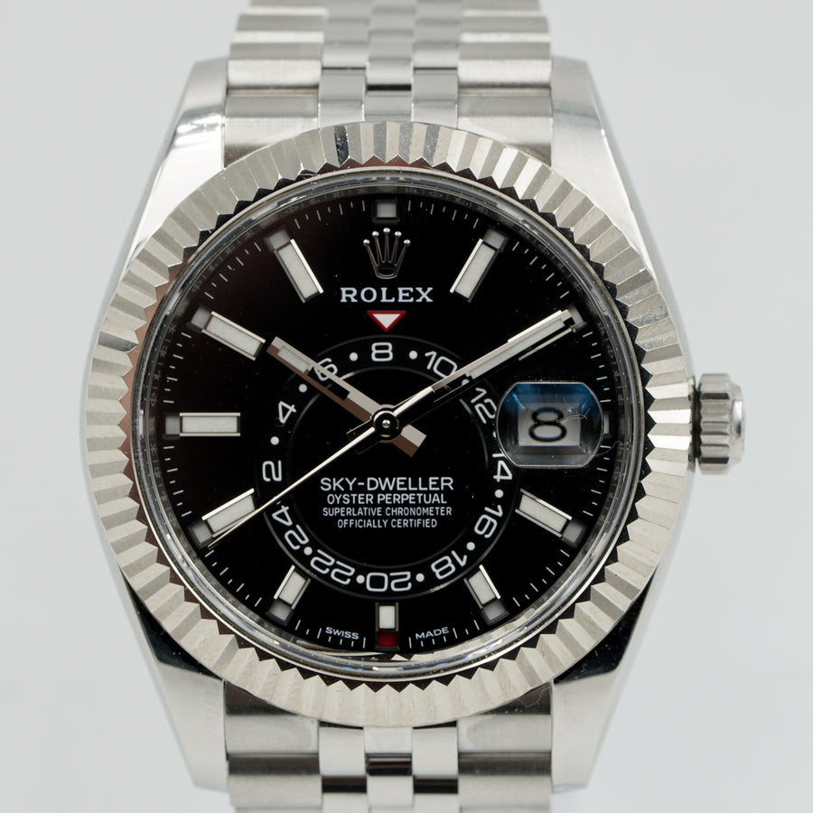 SOLD - 1/25/24 - Rolex Sky-Dweller 326934 Stainless Steel Jubilee & Fluted Bezel B&P 2023
