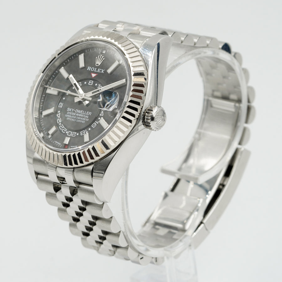 SOLD - 1/25/24 - Rolex Sky-Dweller 326934 Stainless Steel Jubilee & Fluted Bezel B&P 2023