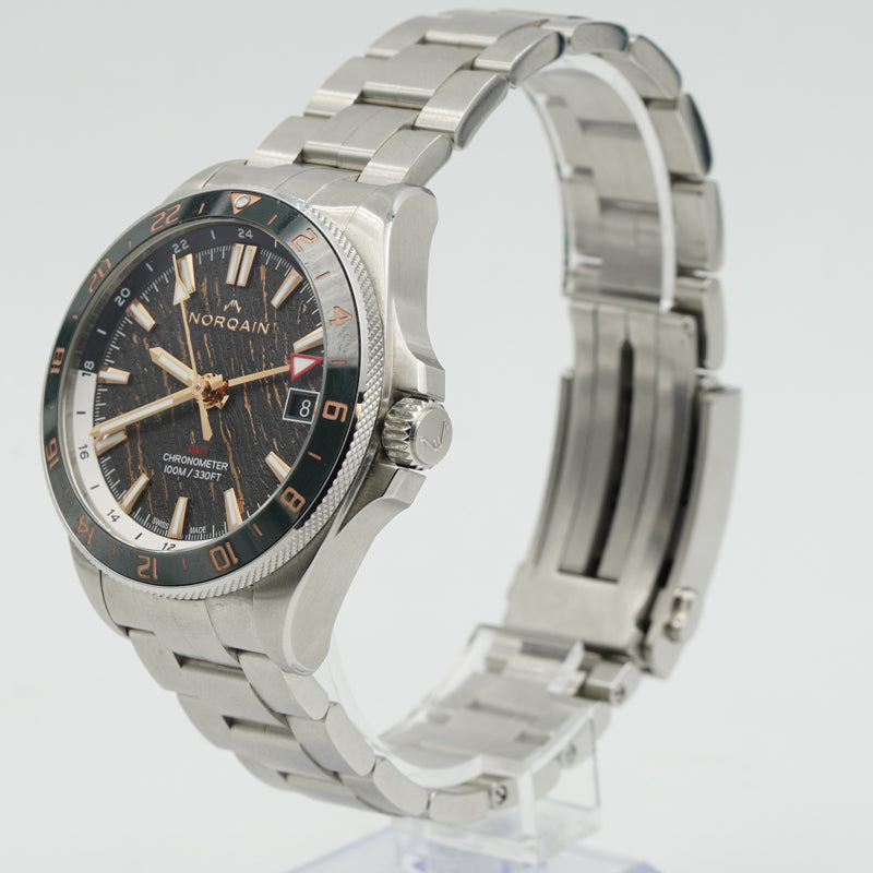 SOLD - 2/21/24 - Norqain Neverest Glacier GMT NN1100SC3CG Grey & Gold 41mm Steel B&P 2023