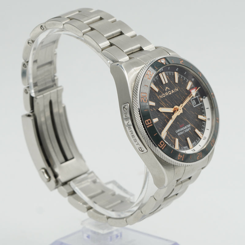 SOLD - 2/21/24 - Norqain Neverest Glacier GMT NN1100SC3CG Grey & Gold 41mm Steel B&P 2023