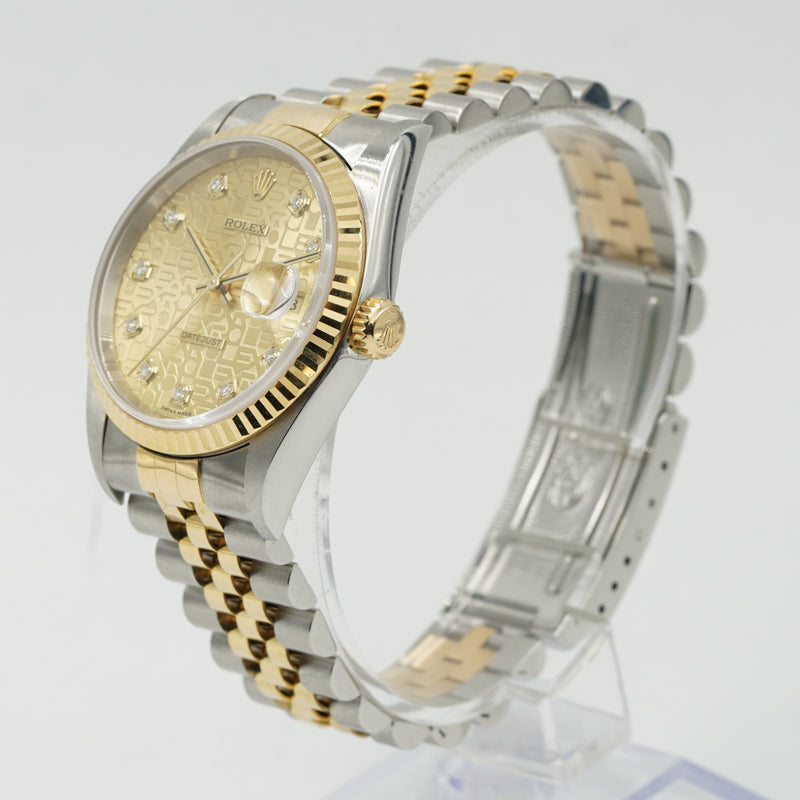 SOLD - 2/27/24 - Rolex Datejust 36mm 16233 Jubilee Two Tone Bracelet Fluted Circa 2000 w Papers