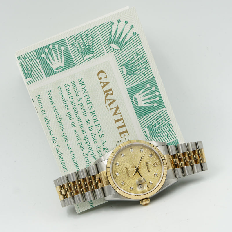 SOLD - 2/27/24 - Rolex Datejust 36mm 16233 Jubilee Two Tone Bracelet Fluted Circa 2000 w Papers