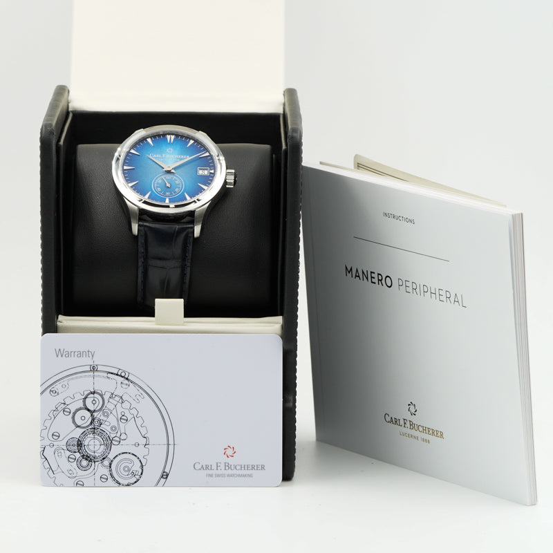 SOLD - 3/25/24 - Carl F. Bucherer Manero Peripheral Blue Limited Edition 00.10917.08.53.9 B&P '17