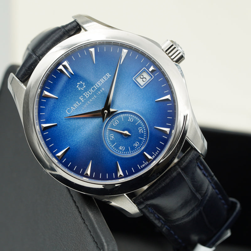 SOLD - 3/25/24 - Carl F. Bucherer Manero Peripheral Blue Limited Edition 00.10917.08.53.9 B&P '17