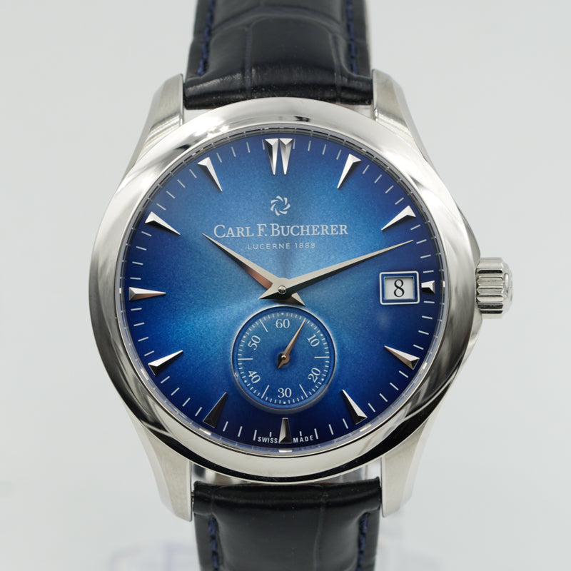 SOLD - 3/25/24 - Carl F. Bucherer Manero Peripheral Blue Limited Edition 00.10917.08.53.9 B&P '17