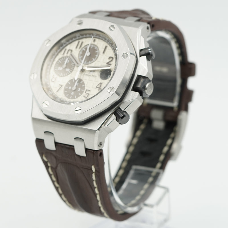 SOLD - 12/18/24 - Audemars Piguet 26470ST Safari Royal Oak Offshore Chrono Ivory Dial B&P 2015