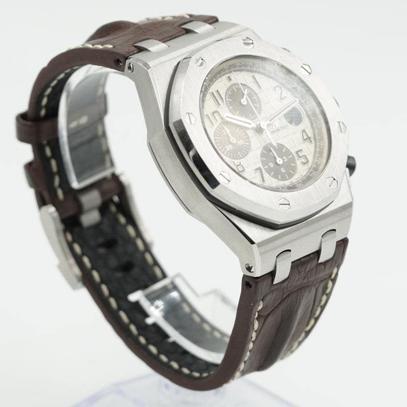 SOLD - 12/18/24 - Audemars Piguet 26470ST Safari Royal Oak Offshore Chrono Ivory Dial B&P 2015
