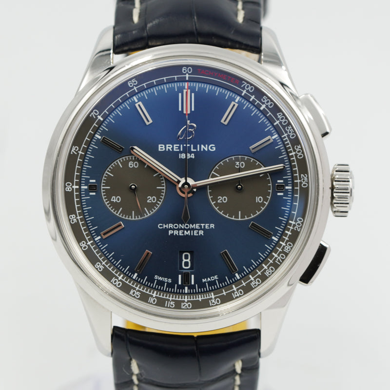 SOLD -3/01/24 - Breitling Premier B01 Chronograph 42mm Blue Dial AB0118A61C1P1 B&P Circa 2022