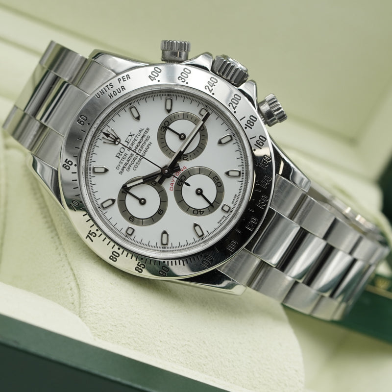 SOLD - 11/20/24 - Rolex Daytona 116520 White Dial Stainless Steel B&P 2008