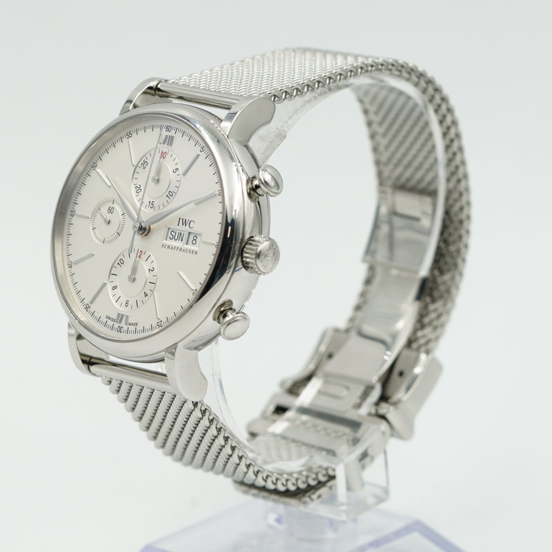 SOLD - 6/25/24 - IWC Portofino Chronograph IW391009 Silver Dial on Bracelet 2018 B&P