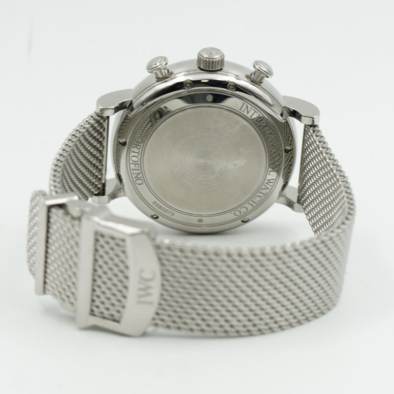 SOLD - 6/25/24 - IWC Portofino Chronograph IW391009 Silver Dial on Bracelet 2018 B&P