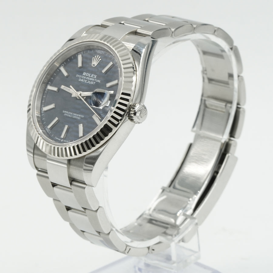 SOLD - 10/15/24 - Rolex Datejust 41 Motif Blue Dial 126334 Fluted Bezel B&P 2023