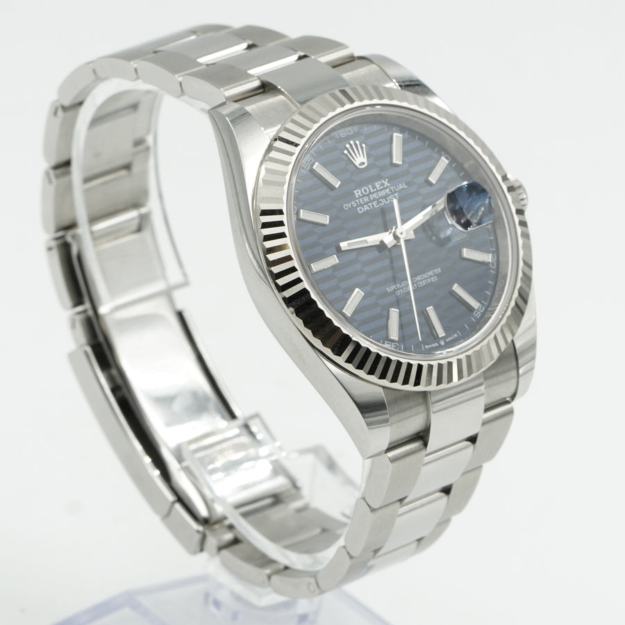 SOLD - 10/15/24 - Rolex Datejust 41 Motif Blue Dial 126334 Fluted Bezel B&P 2023
