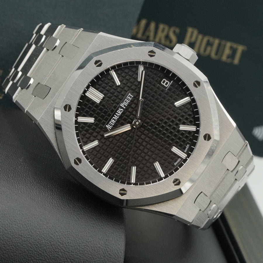 SOLD - 10/19/24 -Audemars Piguet Royal Oak 41mm Black Dial 15400ST.OO.1220ST.01 B&P
