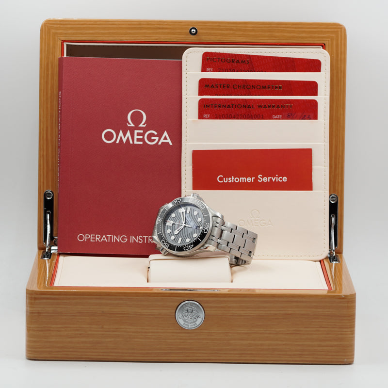 SOLD - 3/9/24 - Omega Seamaster 300m Diver 210.30.42.20.01.001 Black Dial B&P 2023