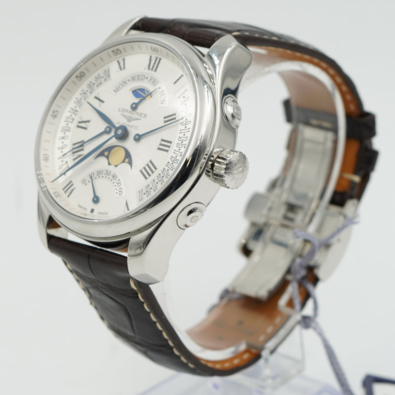 SOLD - 4/10/24 - Longines Retrograde L2.739.4.71.3 44mm Master Collection Moonphase Box & Book