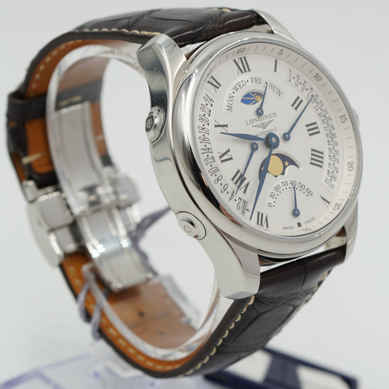 SOLD - 4/10/24 - Longines Retrograde L2.739.4.71.3 44mm Master Collection Moonphase Box & Book