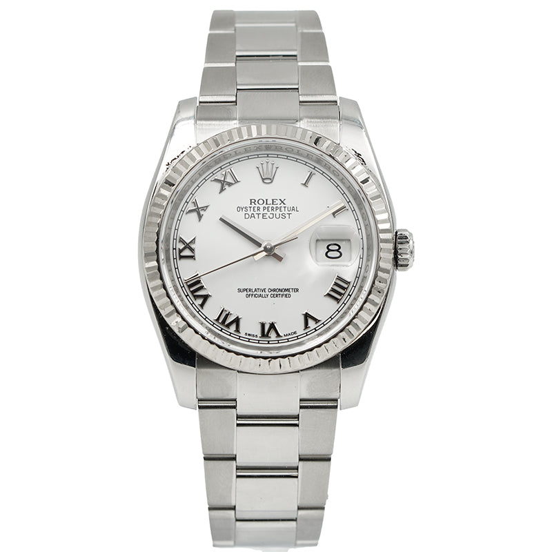 Rolex Datejust 116234 36mm White Roman Dial Circa 2010