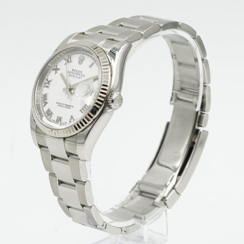 Rolex Datejust 116234 36mm White Roman Dial Circa 2010