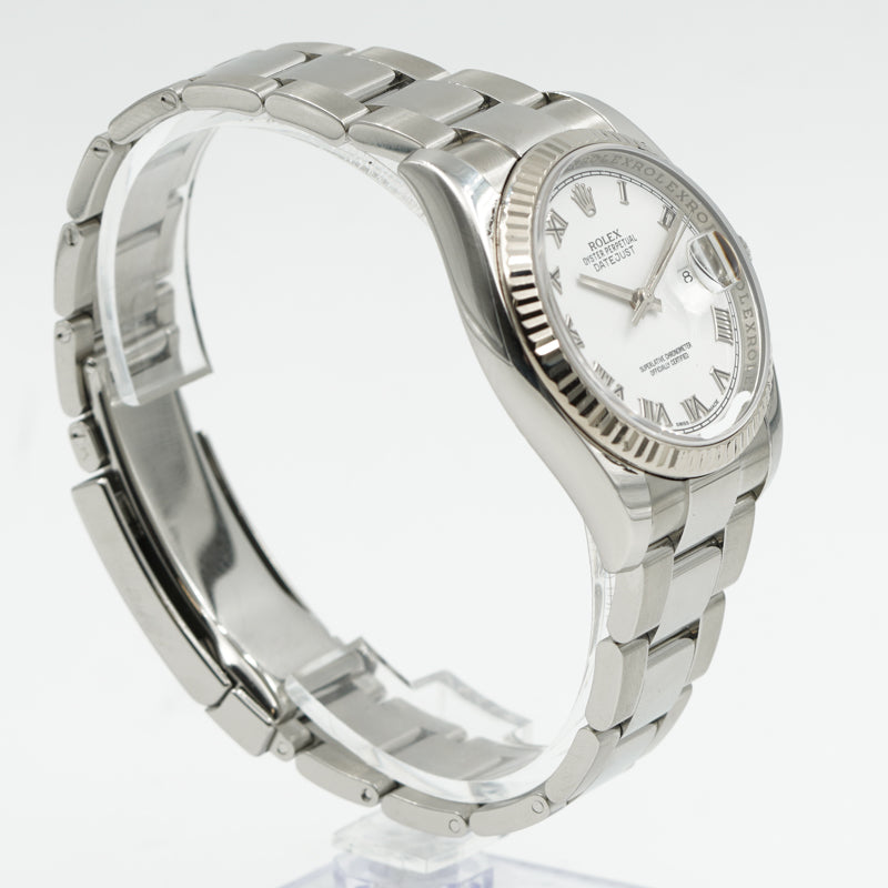 Rolex Datejust 116234 36mm White Roman Dial Circa 2010