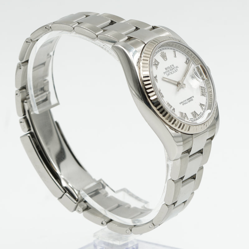 SOLD - 5/30/24 - Rolex Datejust 116234 36mm White Roman Dial Circa 2010