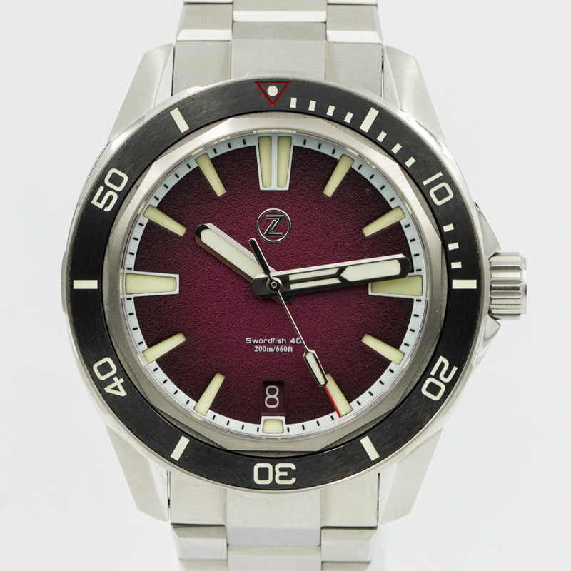 Zelos Swordfish Automatic Stainless Steel Burgundy Dial 2021 B&P