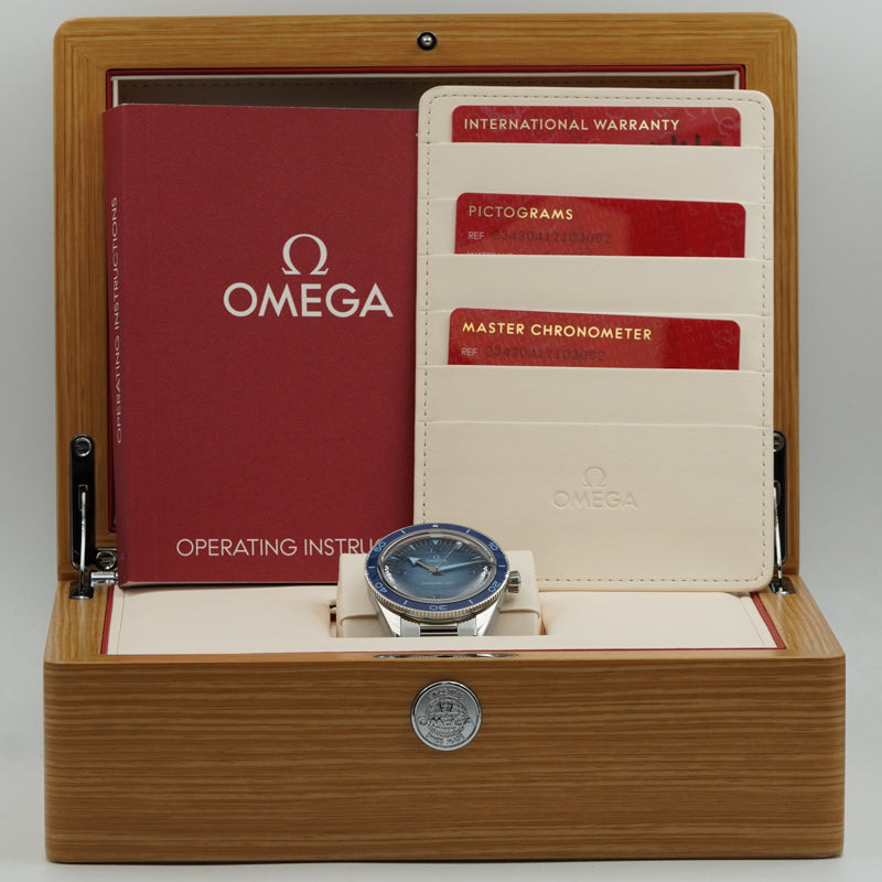 SOLD - 6/6/24 - Omega Summer Blue Seamaster 300 Heritage '23 B&P 234.30.41.21.03.002