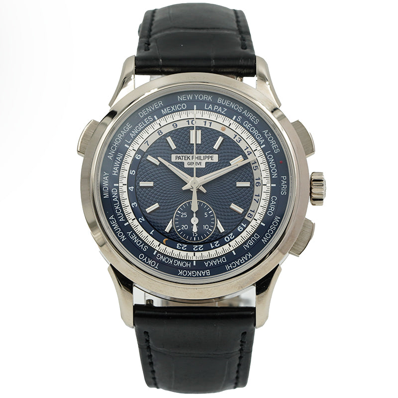 SOLD - 9/17/24 - Patek Philippe 5930G World Time Chronograph 18K White Gold 2020 B&P