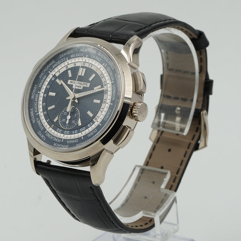 SOLD - 9/17/24 - Patek Philippe 5930G World Time Chronograph 18K White Gold 2020 B&P
