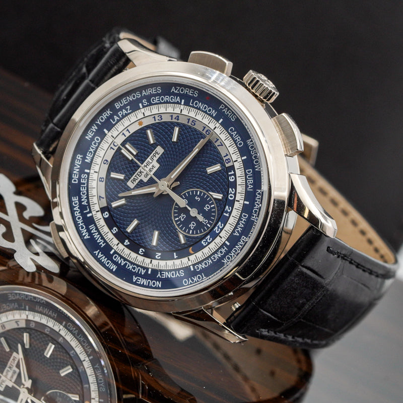 SOLD - 9/17/24 - Patek Philippe 5930G World Time Chronograph 18K White Gold 2020 B&P