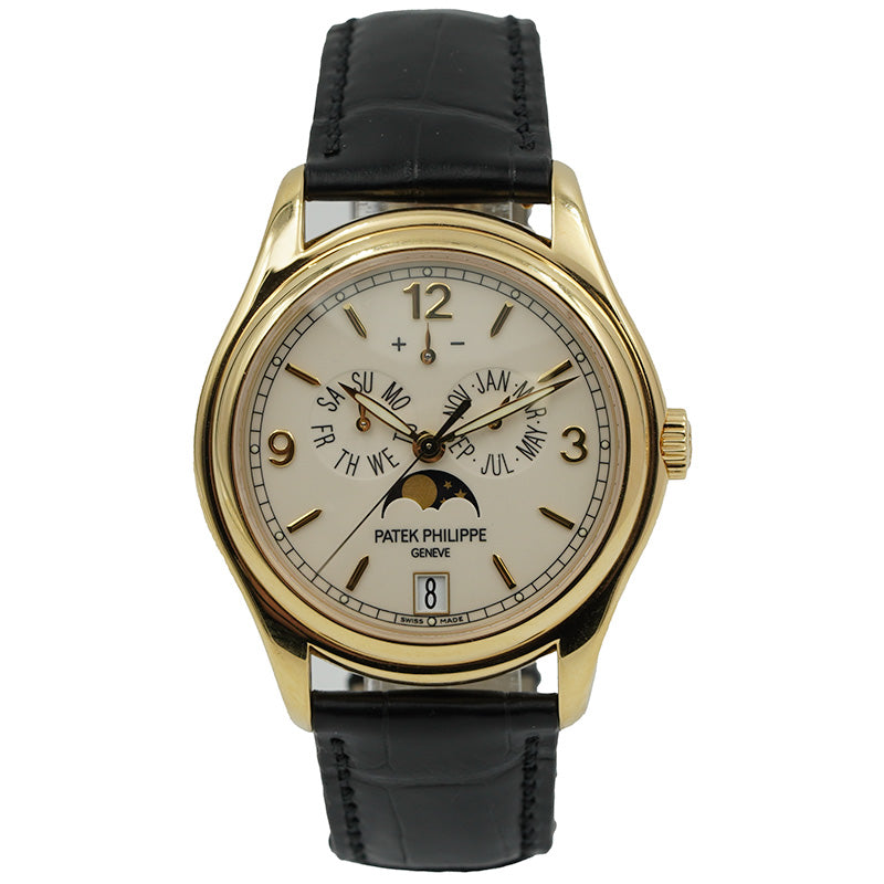 SOLD - 7/5/24 - Patek Philippe 5146J Annual Calendar 18K Yellow Gold Cream Dial B&P 2009