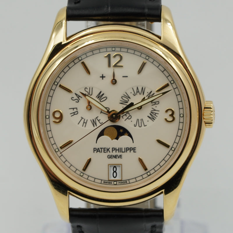 SOLD - 7/5/24 - Patek Philippe 5146J Annual Calendar 18K Yellow Gold Cream Dial B&P 2009