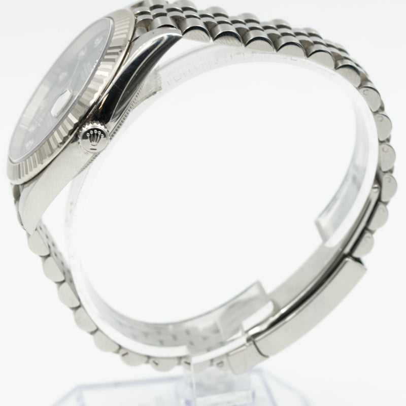 SOLD - 9/21/24 - Rolex Datejust 126334 Blue Dial Diamond Indices 41mm Fluted Bezel B&P 2018