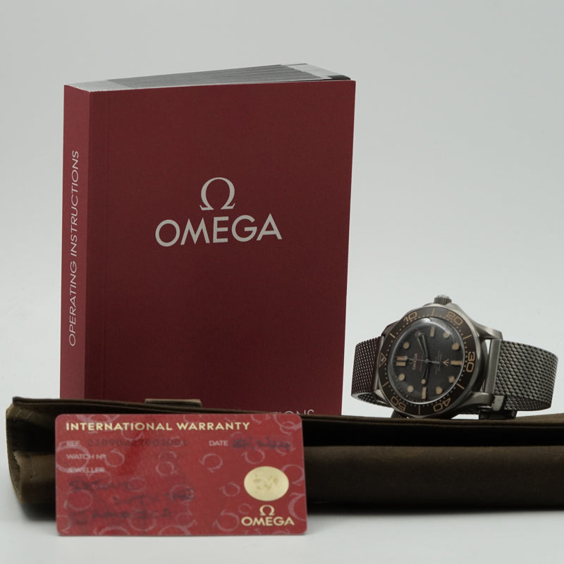SOLD - 12/31/24 - Omega Seamaster James Bond 007 Titanium 210.90.42.20.01.001 Bracelet 2024 B&P