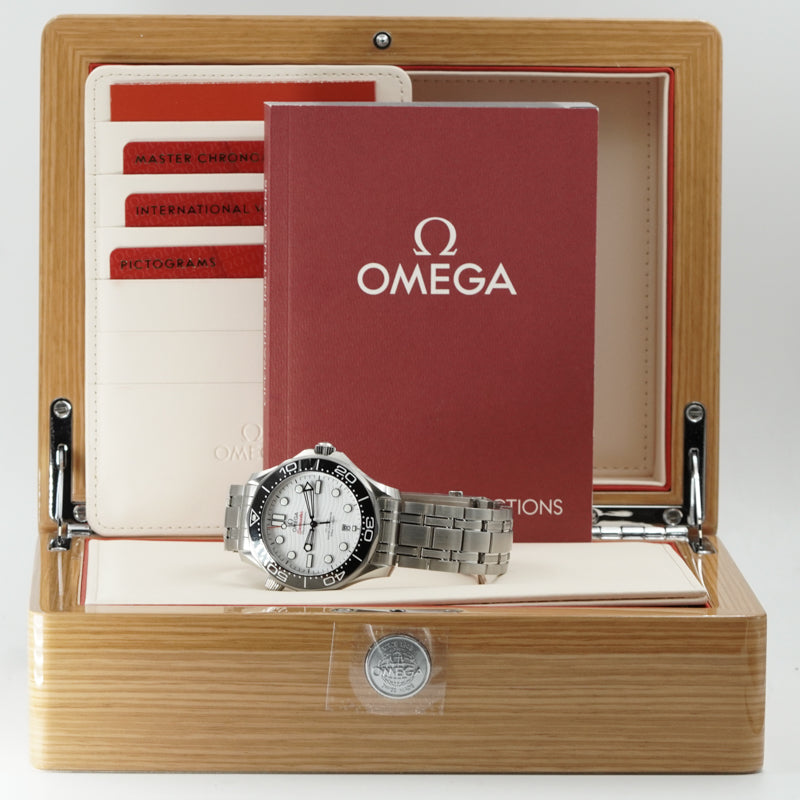 SOLD - 3/5/25 - Omega Seamaster Diver 300 White 210.30.42.20.04.001 B&P 2021