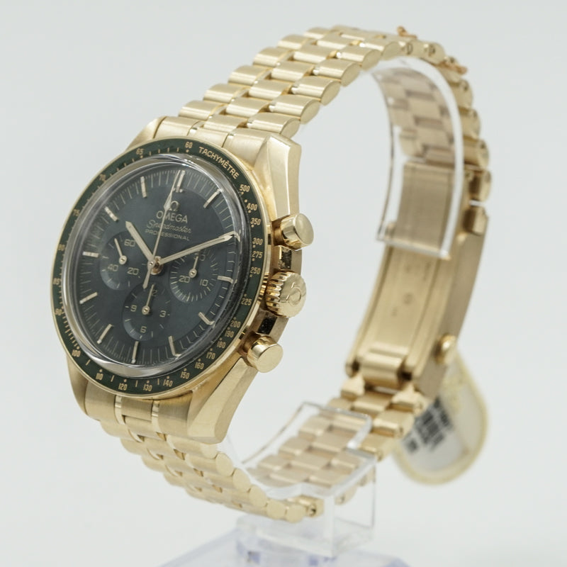 SOLD - 1/31/25 - Omega Speedmaster Moonshine Gold 18k Green 310.60.42.50.10.001 42mm B&P 2023