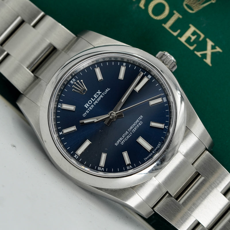 Rolex Oyster Perpetual 124200 34mm Blue Dial Stainless Steel Card Only 2023