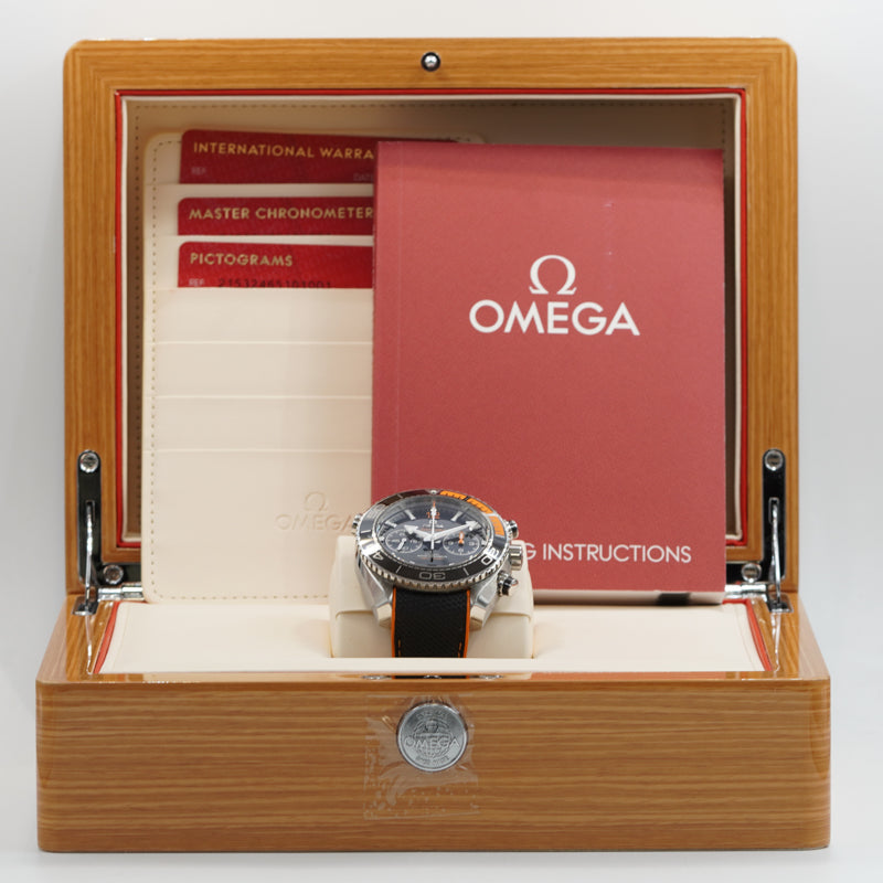 SOLD - Omega Planet Ocean Chronograph 215.32.46.51.01.001 Seamaster B&P Black & Orange